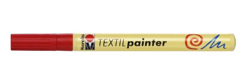Marabu 01160003031 - Textil Painter kirschrot 031, Strichstärke ca. 1 - 2 mm, Stoffmalstift für helle Stoffe, auf Wasserbasis, weicher Griff, waschbeständig bis 60°C, lichtecht, einfache Anwendung
