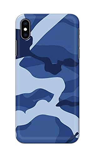 Image of Printed Hard Back Cover Case for Apple iPhone Xs Max Back Cover (Army Blue Pattern) -1302