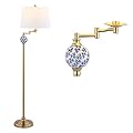 JONATHAN Y JYL3094A Aveiro 61.5" Classic Midcentury Iron LED Floor Lamp Farmhouse Shabby Chic Standing Reading Lamp for Bedroom Living Room Office LED Bulb Included, Brass Gold