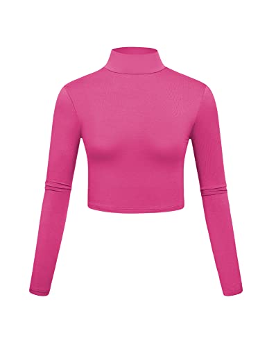 Image of Kindcall Lightweight Mock Turtleneck Crop Tops Long Sleeve Casual Base Layer for Women