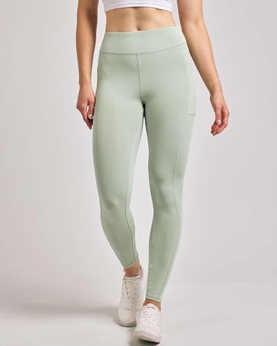 Real Essentials 4-Pack: Women's Full Length Fitted Athletic Yoga Performance Leggings with Pockets (Available in Plus Size)3