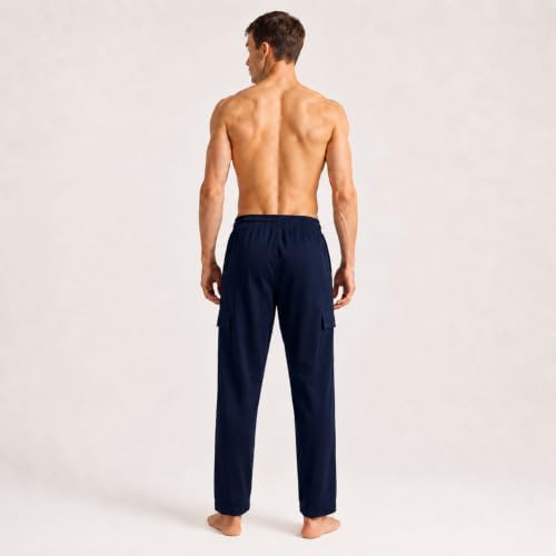 Image of Pepe Jeans Men's Solid Cotton Poly Regular Fit Track Pants | Casual Athleisure Sportswear for Training & Jogging | Soft Stretch Fabric | Elastic Drawstring Waist | Functional Side Pockets Included