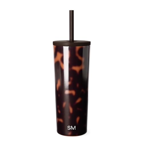 Image of Simple Modern Classic Tumbler with Straw Lid | Insulated Iced Coffee Cup Reusable Stainless Steel Water Bottle Travel Mug | Gifts for Women Men Her Him | 24oz | Tortoise