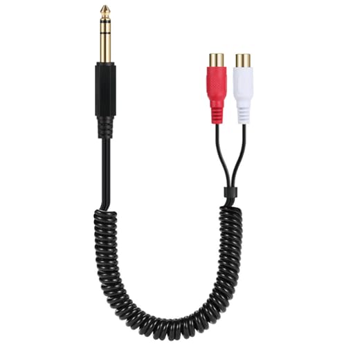 Cable divisor TRS a RCA Y de 0,8 m con conectores estéreo y adaptador de expansión metálico