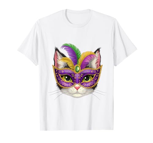 Cat Mardi Gras New Orleans Louisiana Carnival Cat Lover T-Shirt