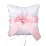 BUGUUYO Romantisches Ringkissen und Schleifenverschluss aus Rosa Stoff für Hochzeit mit Feiner Verarbeitung für Verlobung und Trauungszeremonie