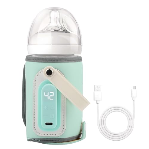 Portable Baby Bottle Warmer Bag with USB Charging & LCD Display | 21W Cordless Electric Milk Warmer for Travel | 5-Gear Adjustable Baby Milk Warmer Compatible with Tommee Tippee/MAM/Lansinoh Bottles