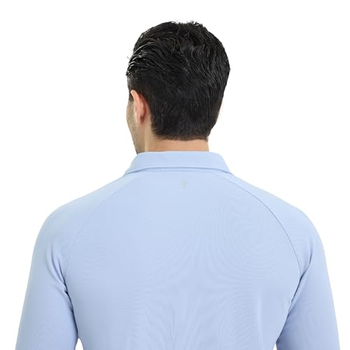 Image of Workday Shirt for Men Long Raglan Sleeve Regular Fit Superior Stretch Wrinkle Free Shape Retention Quick Dry Anti-Viral Finish UPF 50+