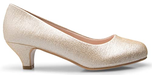 Image of Olivia K Women's Classic Closed Toe Kitten Heel Pumps | Dress, Work, Party Low Heeled