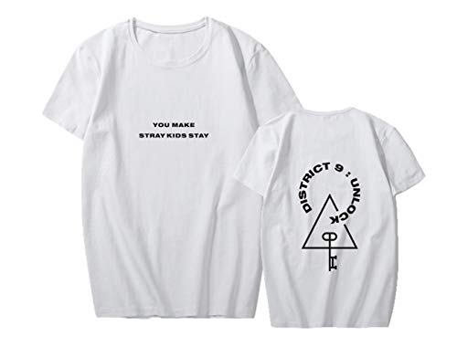 KPOP Stray Kids Camisetas de Manga Corta District 9: Unlock Impresión T-Shirts Cuello Redondo de Verano tee Tops para Hombres y Mujeres Hyunjin Felix Seungmin Jeongin Jisung Minho Woojin Cover