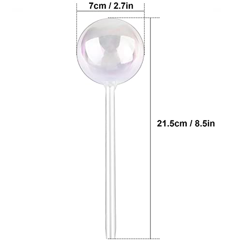 [2 PCS] Light Iridescent Rainbow Gradient Color Clear Glass Self-Watering System Spikes, Self Watering Globes, Self Watering Bulbs, Automatic Plant Waterer Bulbs