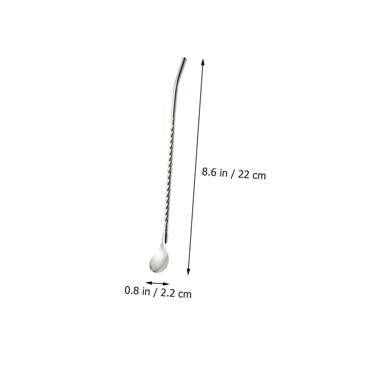 HOLIDYOYO 8pcs 304 Stainless Steel Stirring Spoons for Bar Use Smooth Surface Kitchen Utensils Easy Cleaning Non-Slip Home Tableware