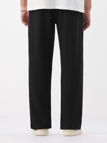 Image of The Souled Store Straight-Fit Joggers: Men and Boys Elastic Waistband Solid Cotton Blend Lightweight Athleisure Straight Fit Joggers