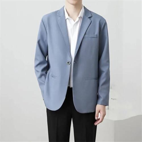 Men's Four Seasons Solid Color Slim Suit Jacket Casual Business Formal Wedding Light Blazer2