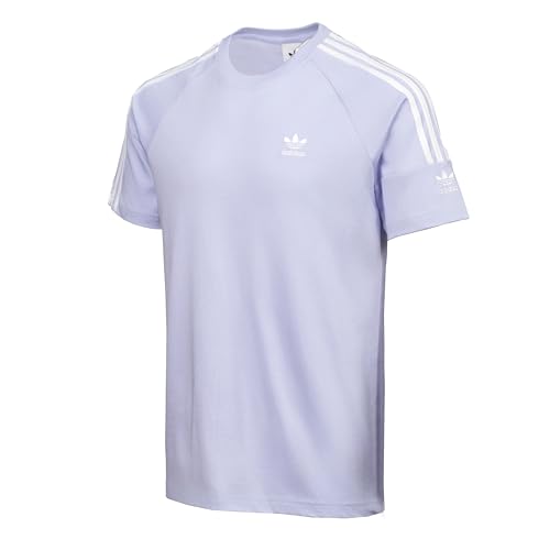 adidas Originals IX9987   Camiseta de manga corta para hombre con cuello redondo y 3 rayas, Morado (, S