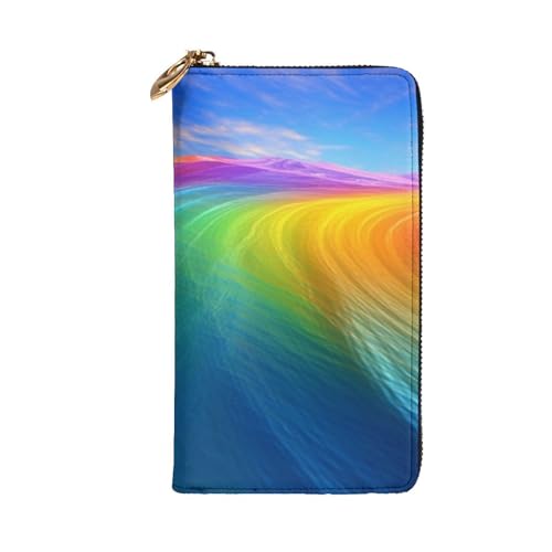 Rainbow Ocean Wallet for Men Women Long Purse Leather Clutch Large Business Handbag Travel Phone Holder Credit Card Holder Money Case with Zipper Leather Wallets Gift2