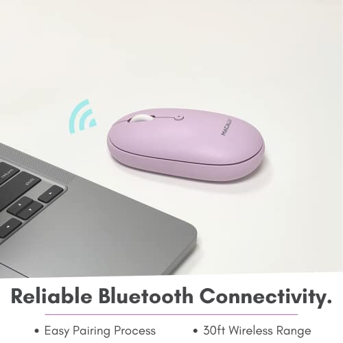 Macally Bluetooth Mouse Purple | Wireless Mouse - Comfortable and Quiet, Enjoy Strong Connection for Laptop, Mac, iPad