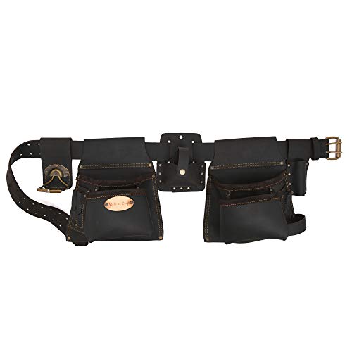 Style N Craft 6-Piece And 10-Pocket Carpenter’s Combo, Tool Belt With 2 Tool Pouches, 1 Large Tape Holder, And 1 Metal Swivel Hammer Holder, Full-Grain Oiled  Leather Tool Belt, Dark Brown (90420) #TOP26