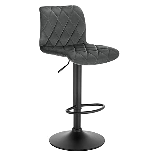 Lestarain LBAI55002-1 Tabouret de bar pivotant en velours avec dossier réglable en hauteur Gris foncé Cover