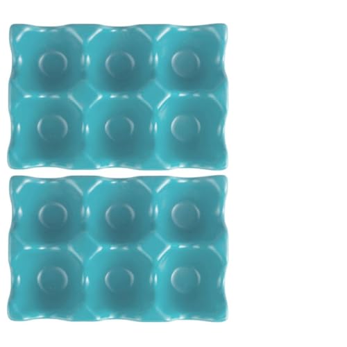 Porta huevos de cerámica azul de alta resistencia, juego de hueveras fijas de diseño moderno