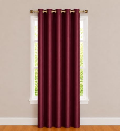 Image of Polyester Eyelet Door Curtain, Solid Plain Light Filtering Curtain for Bedroom, Living Room & Home Office, 7 Feet (84 x 48 Inch), Maroon, Pack of 1