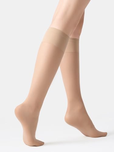 Image of MOOCHI Women's Sheer Knee High Stockings 6 Pairs 20 Denier Nylon Socks
