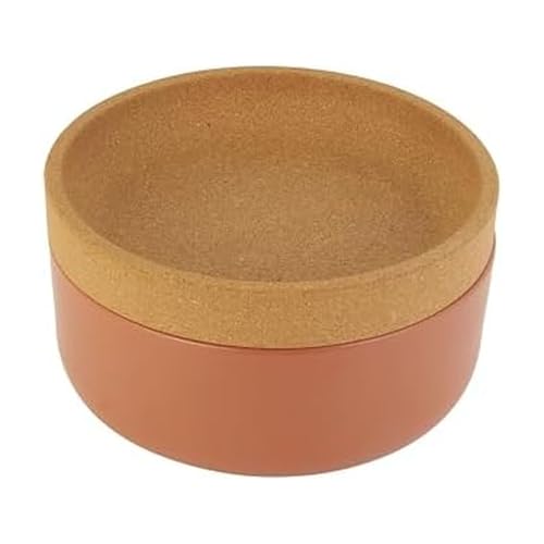 Image of Kamenstein Ceramic and Cork Large Breathable Produce Bowl with Lid, Nautral Cork and Terra Cotta Ceramic, 11 x 11 x 6 Inch