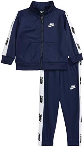 Nike Boy's Logo Taping Jacket and Pants Two-Piece Track Set (Little Kids) Midnight Navy 6 Little Kid