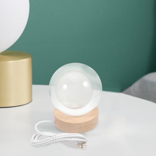 Lámpara de mesa 3D bola de cristal LED con base de madera USB miniatura 6