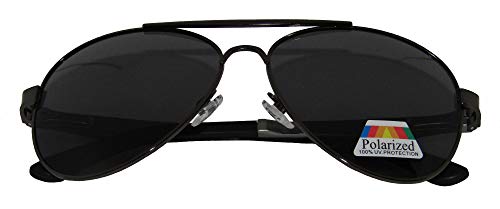 óculos de sol polarizado estilo aviador armação de metal com detalhes nas hastes em tom grafite