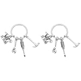 DEARMAMY 2 Piezas Cadenas Auto Sin Cable Tamaño Conductor Martillo De Estilete Fuerza Billetera Manos Equipo Magnético Tarjeta Destornillador Electrico Llave Inglesa Acollador Aleación