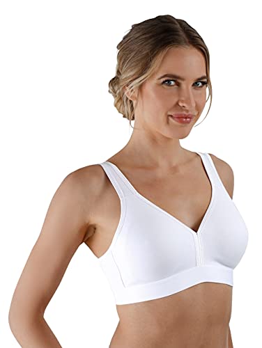 Soutien-gorge coton sans armature blanc femme Naturana 86021 grande taille 120D