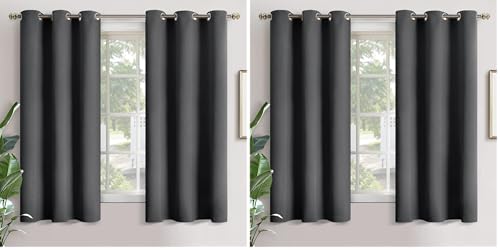 Image of YoungsTex Blackout Curtains for Bedroom 63 Inch Long - Grommet Insulated Curtains Light Blocking Room Darkening Window Drapes for Basement Office Kids, 2 Panels, 42 x 63 Inch, Dark Grey (Pack of 2)