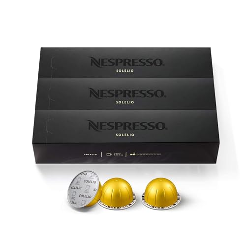 Nespresso Capsules Vertuo, Solelio, Mild Roast Coffee, 30-Count Coffee Pods, Brews 7.8 oz