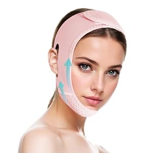 Double Chin Reducer, Double Chin Eliminator V Line Lifting Mask with Chin Strap for Double Chin for Women -Face Lift, Prevent Sagging, V Shaped Slimmer – Innovative Lifting Tech (Pink)