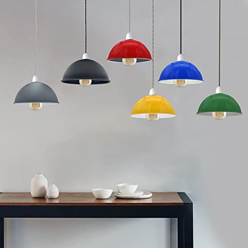 Orange Modern Dome Pendant Lamp Shade, 21cm Industrial Metal Ceiling Light Shade Easy Fit for Kitchen Bedroom, Living Room - Image 4