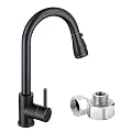Oil Rubbed Bronze Kitchen Faucet with Pull Down Sprayer, Kitchen Sink Faucet VFAUOSIT Commercial Stainless Steel Laundry Single Handle Bronze Faucet for Kitchen Sink with 1/2 Female Adapters