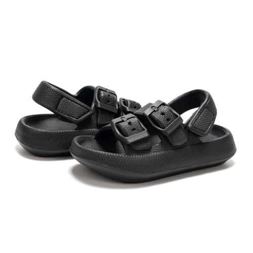 FUNKYMONKEY Pillow Slippers for Boys and Girls Adjustable Double Buckle Unisex-Child EVA Flat Sandals4