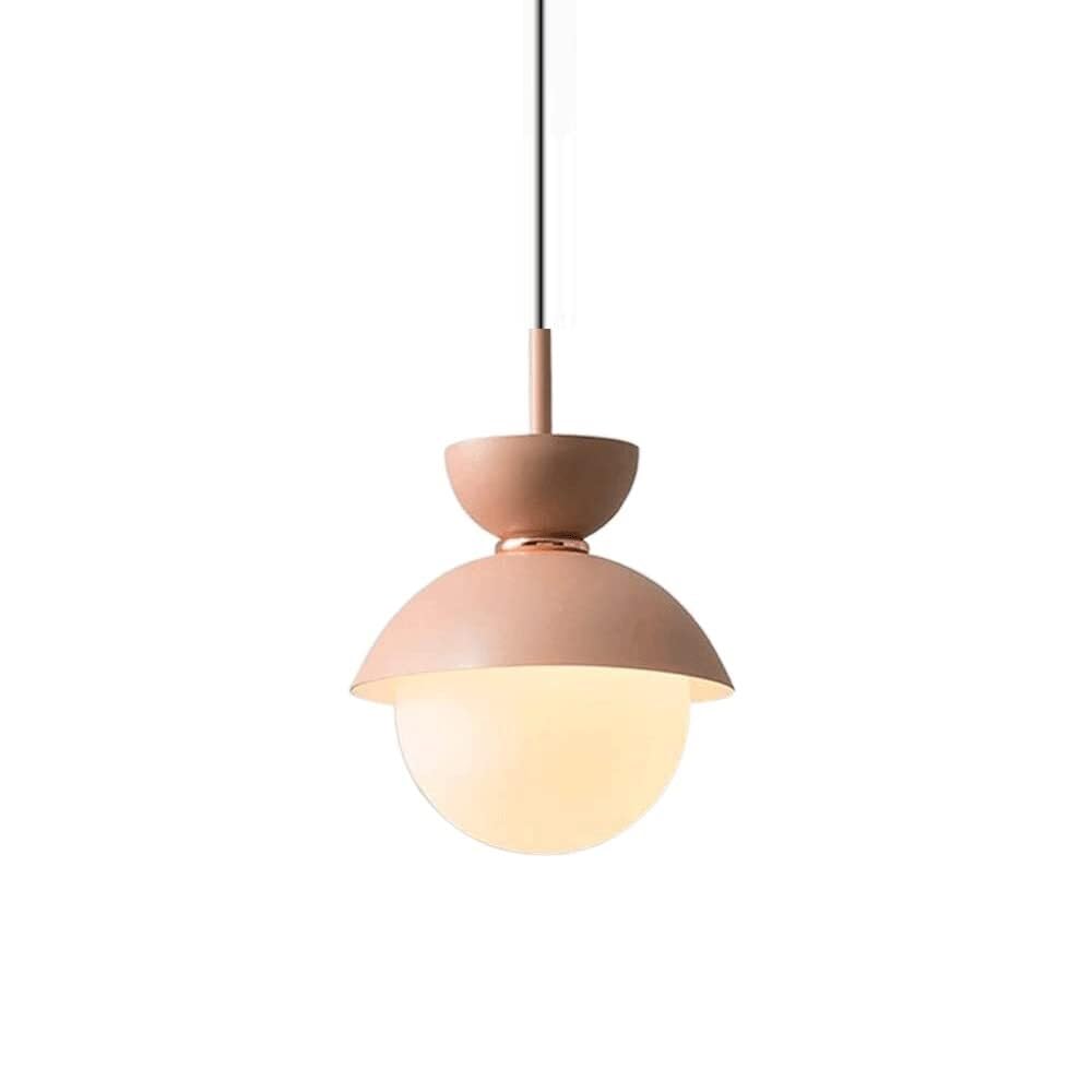 LYMSXAZOU G9 Light Source Chandelier – Simple Single Head Nordic Style Metal and Glass Pendant for Restaurant Kitchen Ceiling Decoration(Pink)
