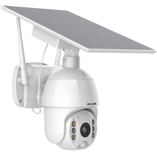 SOLIOM Solar Powered Security Camera Outdoor Wireless, 360 Pan Tilt WiFi Camera with Color Night...