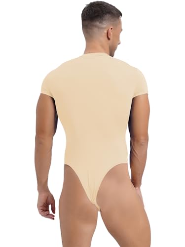 Mens Short Sleeve Shirt One-Piece Leotard Bodysuit Romper Snappies Button Down Pajamas2