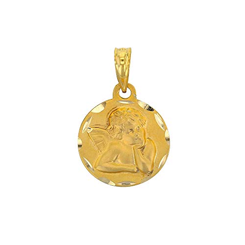 Médaille ange penseur Or 375/1000 finie la joaillerie terne avec ce contour facetté