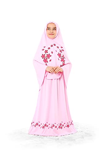 Girl's Prayer Dress with Star Printed Long Headscarf
