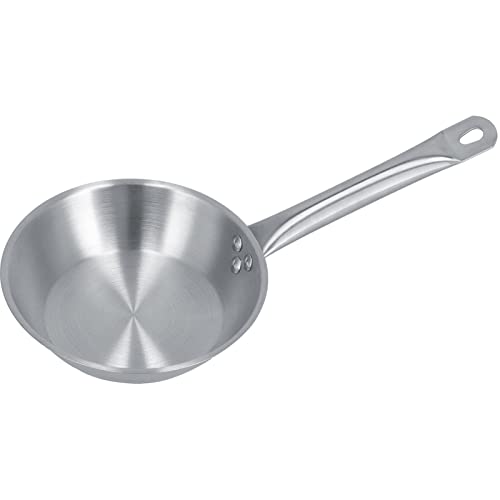 HERCHR Sartén de acero inoxidable, sartén para freír de un solo mango, utensilios de cocina universales aptos para horno, olla de calentamiento rápido y uniforme, utensilio portátil de (200 * 50mm)