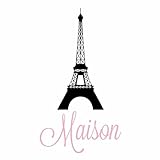 Custom Name Paris Wall Decal - Girls Personalized Name Eiffel Tower Wall Sticker - Custom Name Sign - Custom Name Stencil Monogram - Girls Room Wall Decor