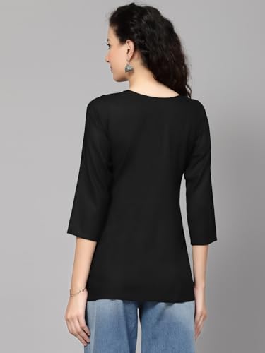 Image of QAZMI Short Kurti for Women| Rayon Cotton Embroiderd Kurta | Women's Tunic Tops
