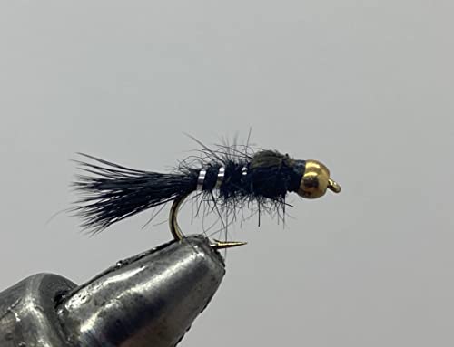 Strike Fly Beadhead Gold Ribbed Hare's Ear - Black - Pack of 12 Fishing Flies - Nymph Flies - Size 18 - Best for Fly Fishing Tool Kit - Versatile Hook Sizes - Expertly Tied Flies