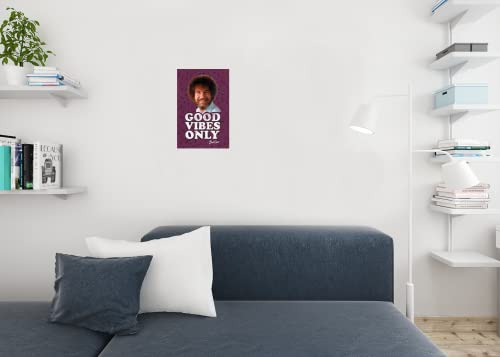 Bob Ross Good Vibes Only Funny Bob Ross Poster Bob Ross Collection Bob Art Painting Happy Accidents Motivational Poster Funny Bob Ross Afro And Beard Cool Wall Decor Art Print Poster 12X18 #TOP4
