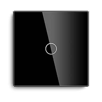 Touch Switch Touch Switch 1 Gang 1 Way 2 Way Standard Touch Switch Black White Golden with Glass Panel Touch Screen Smart Wall Switch (Color : Black)