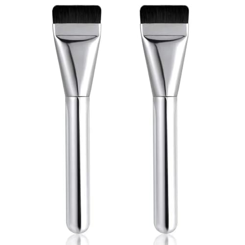 Landrain Lot de 2 pinceaux de maquillage ultra fins pour fond de teint, pinceaux de maquillage plats